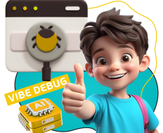 Тестирование & Vibe Debug. Охотники за багами - КИБЕРшкола программирования для детей, компьютерные курсы для школьников, начинающих и подростков - KIBERone г. Южное Медведково